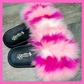 Pink Big Fur Slides