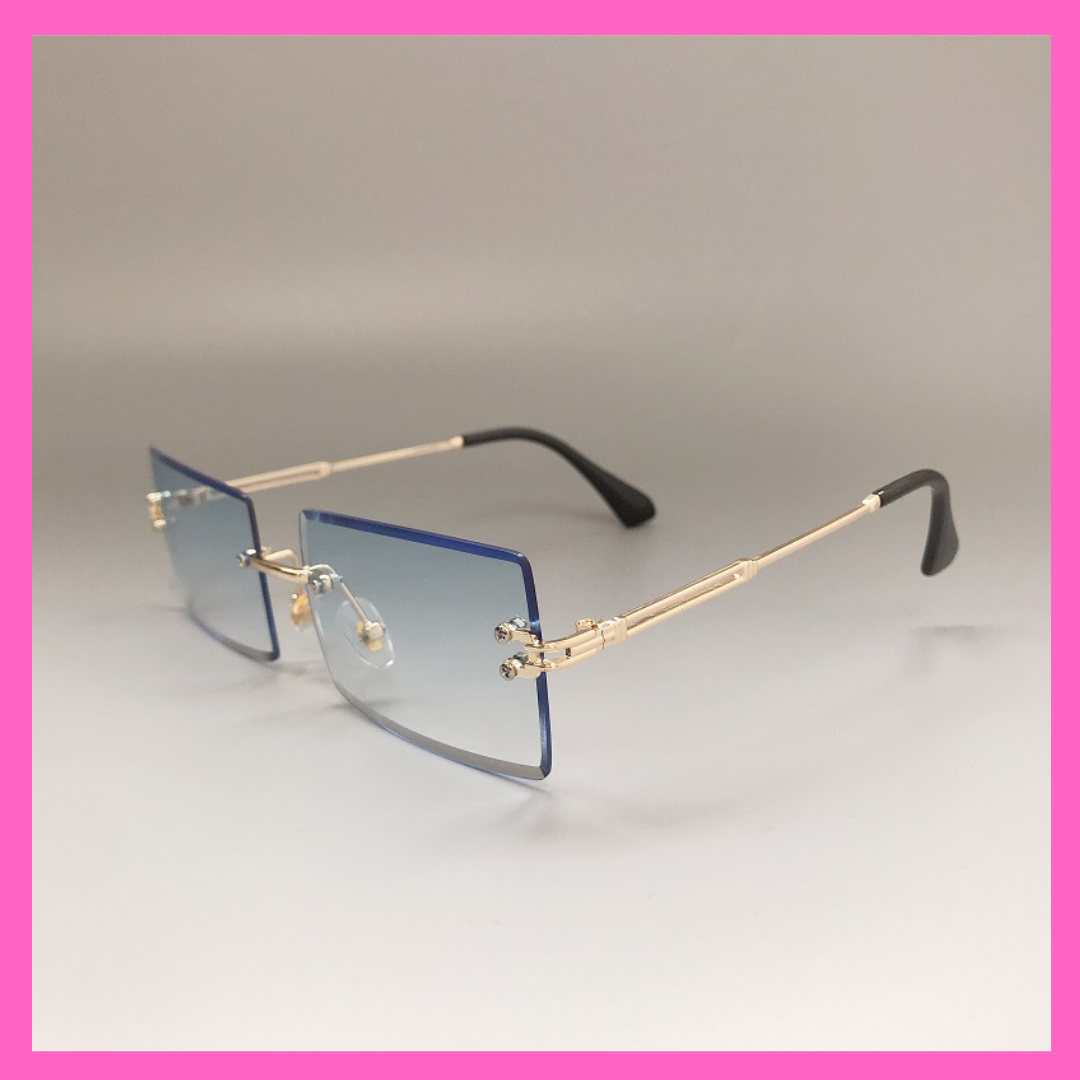 Blue Rimless Sunglasses