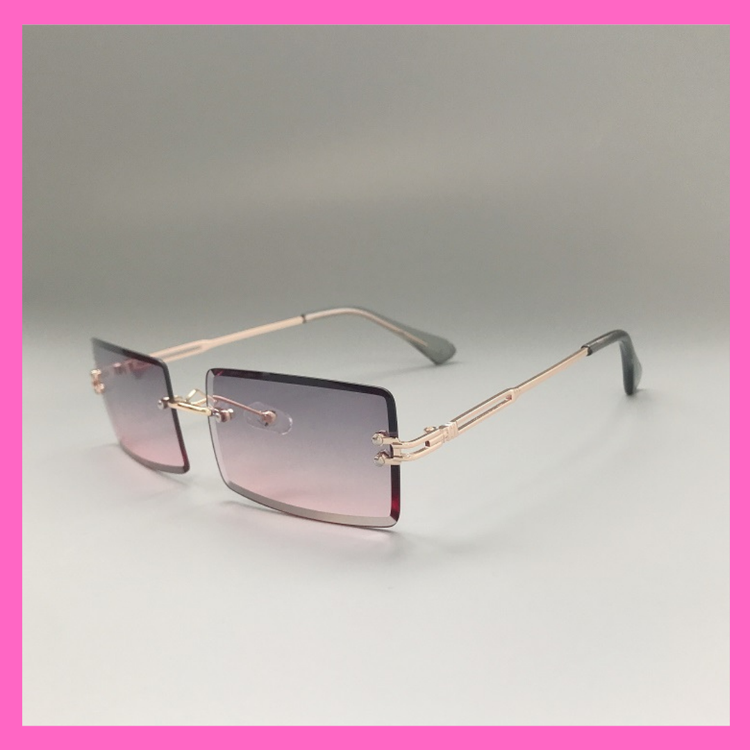 Smokey Grey/Pink Rimless Sunglasses